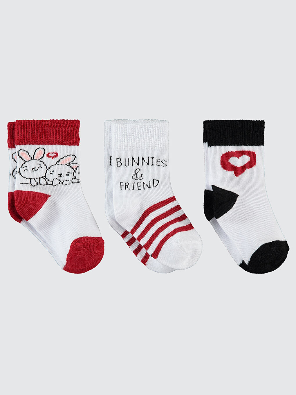 Kız Bebek 3'lü Çorap Set 6-18 Ay Kırmızı