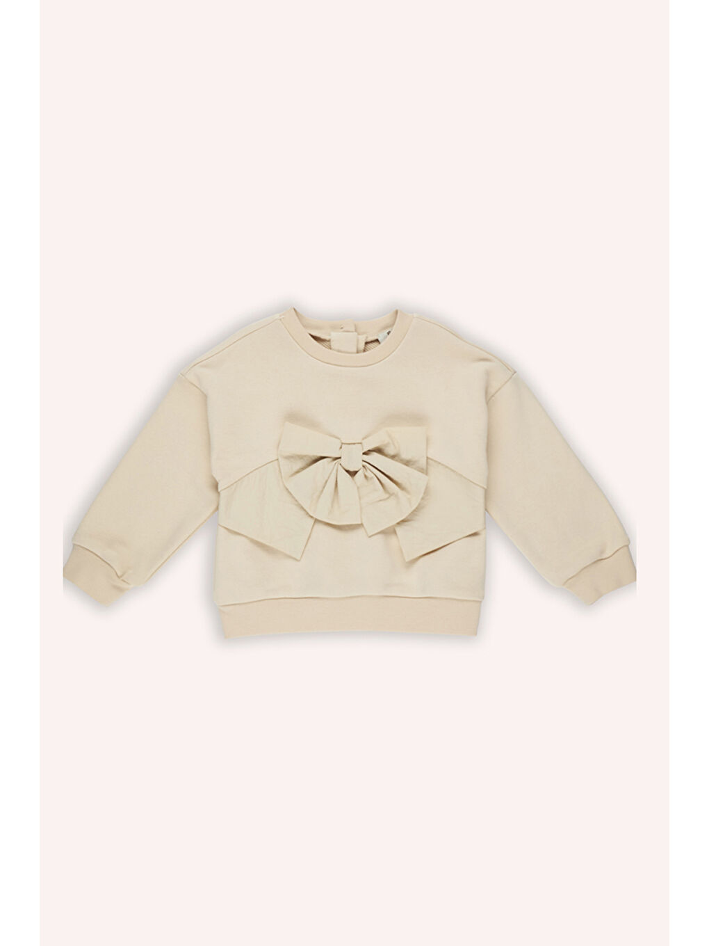 Kız Bebek Fiyonk Detaylı Bej Sweatshirt