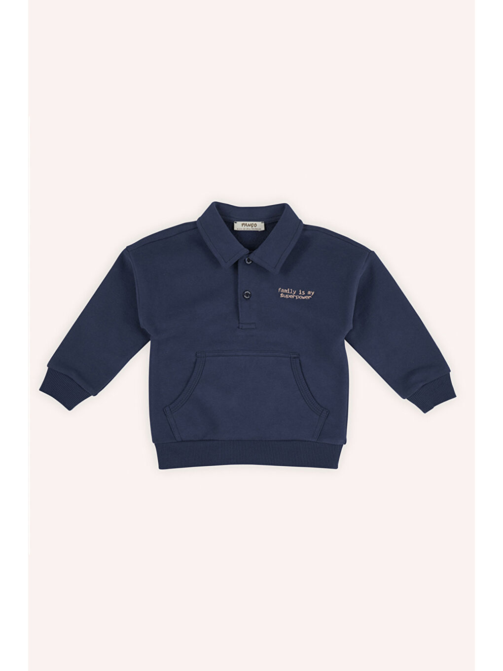 Erkek Bebek Düğmeli Lacivert Sweatshirt