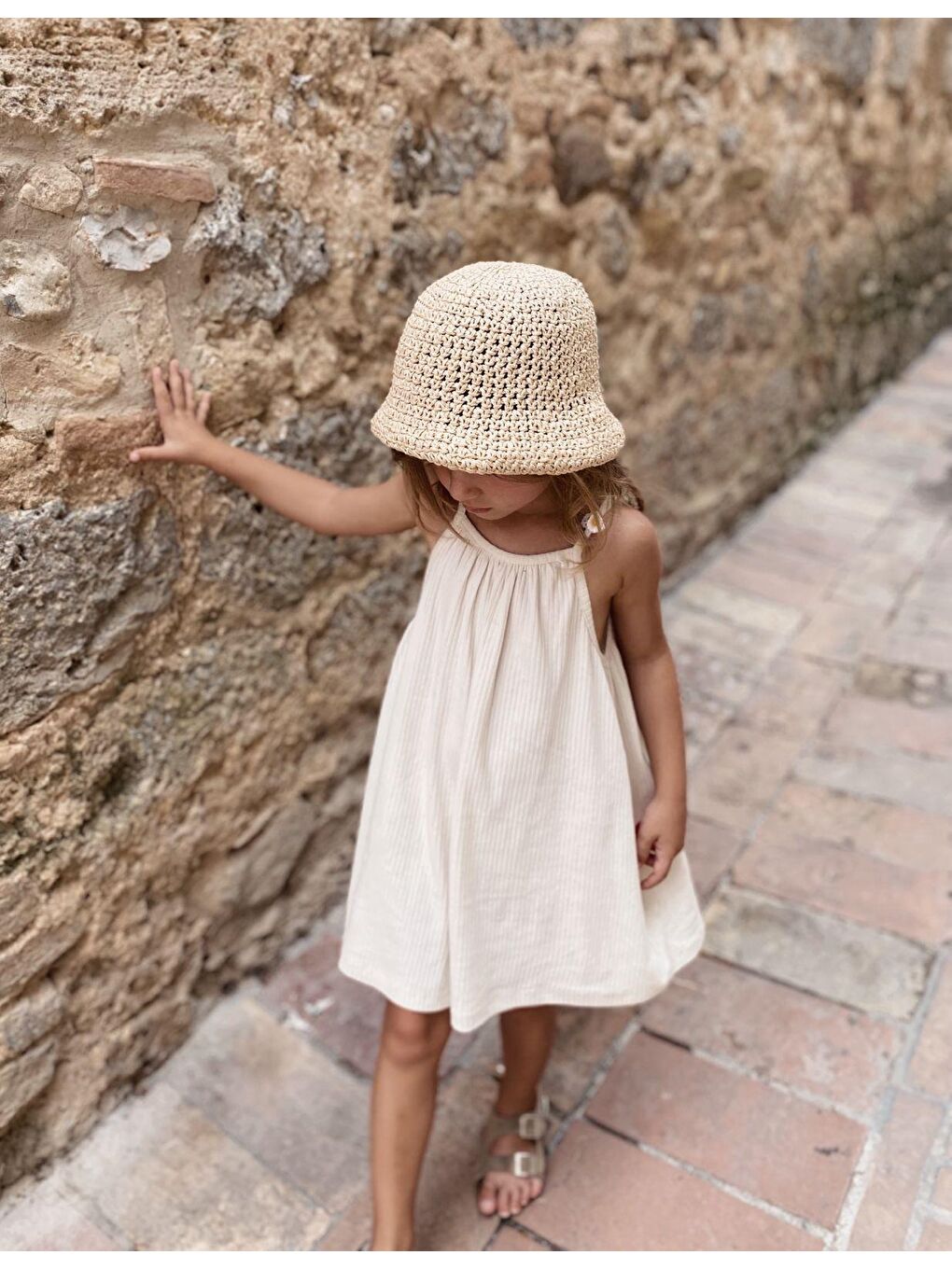 Bej Kız Çocuk Elbise