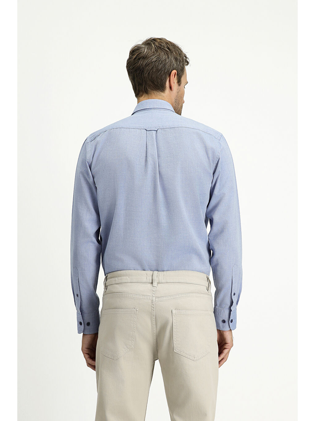 Mavi Uzun Kol Regular Fit Spor Pamuk Düğmeli Yaka Oxford Gömlek-3