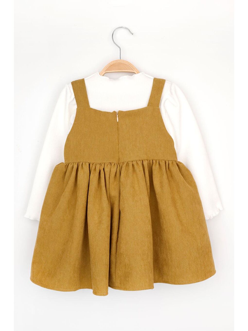 Sarı Hardal  Önü Fiyonklu Kadife 2'li Jile Kız Çocuk Takım - Amite-1