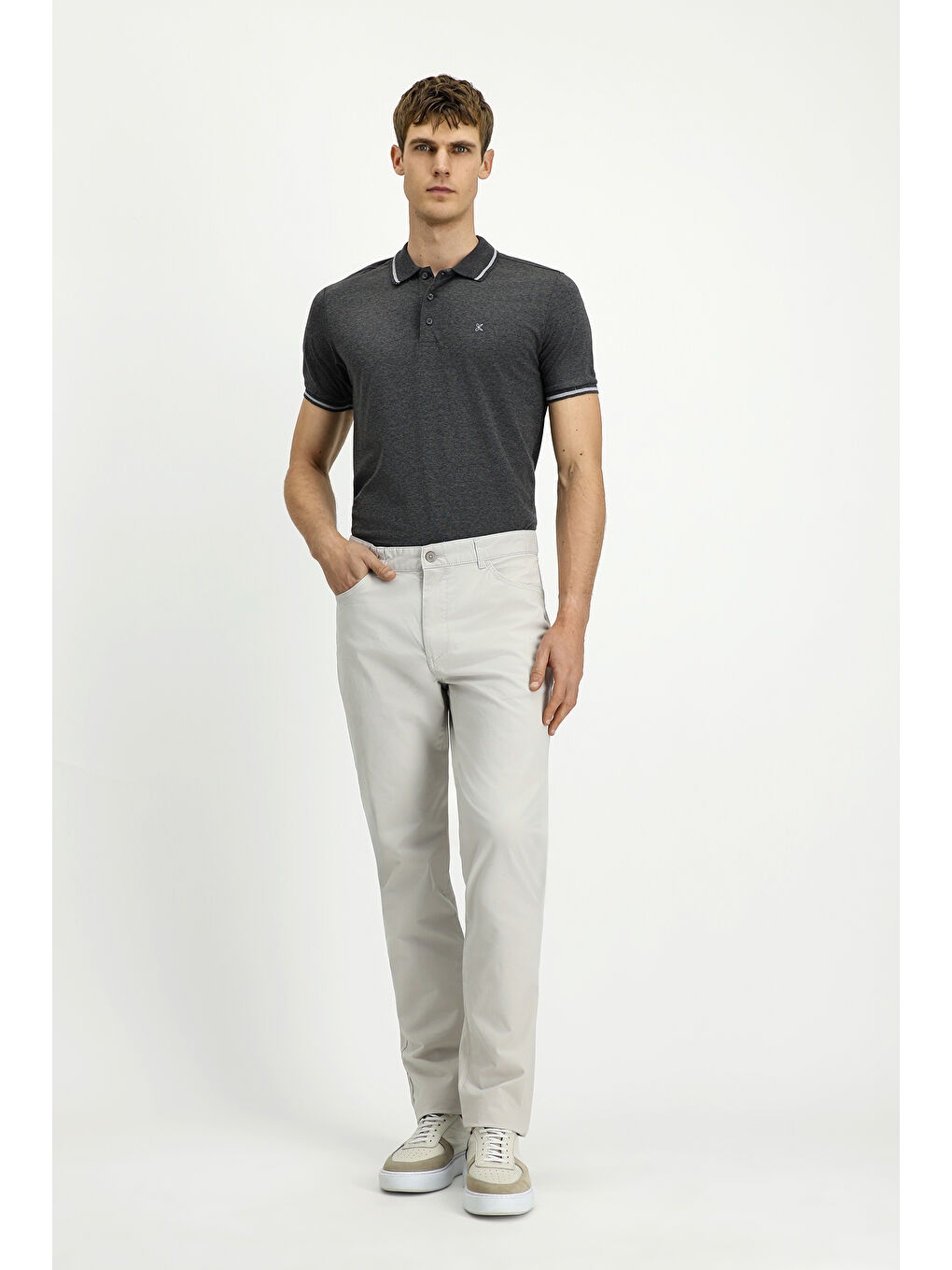 Bej Relaxed Fit Rahat Kesim Elastanlı Kanvas /  Chino Pantolon