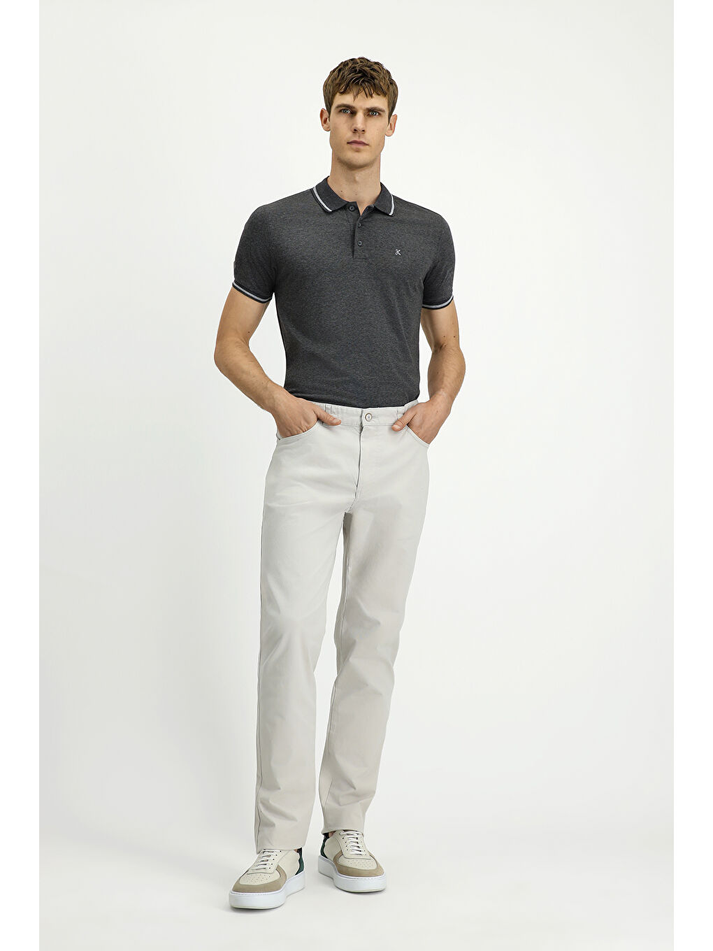 Bej Relaxed Fit Rahat Kesim Elastanlı Kanvas /  Chino Pantolon-1