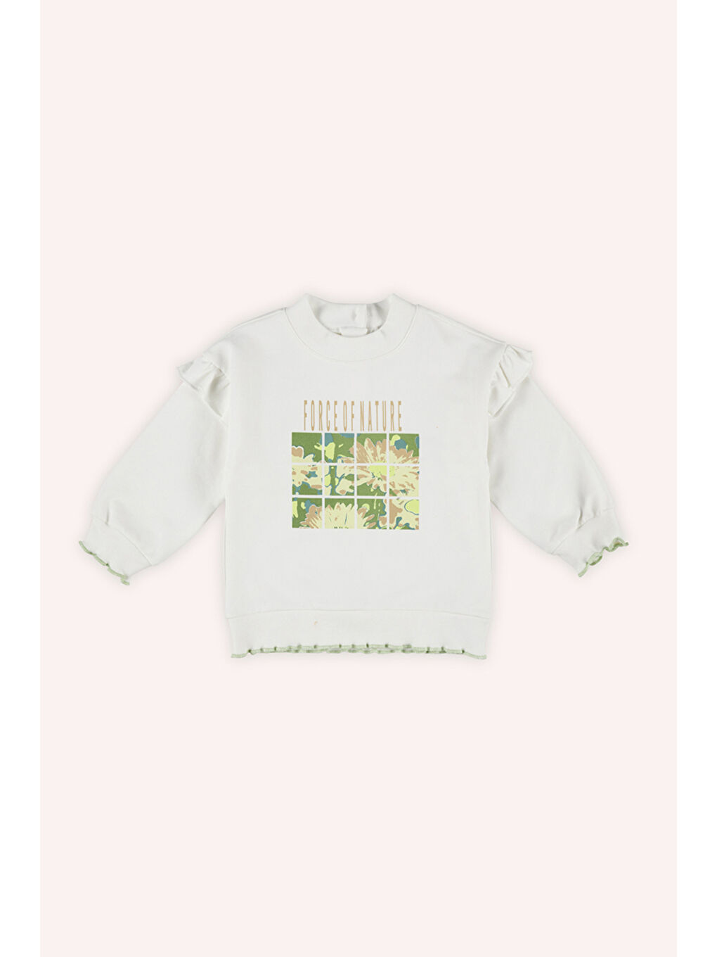 Kız Bebek Baskılı Beyaz Sweatshirt