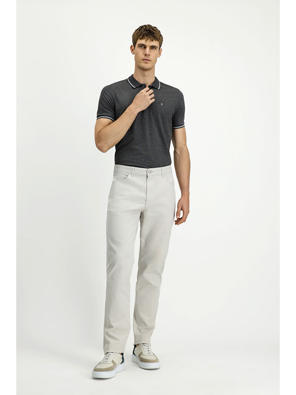 Bej Relaxed Fit Rahat Kesim Elastanlı Kanvas /  Chino Pantolon-2