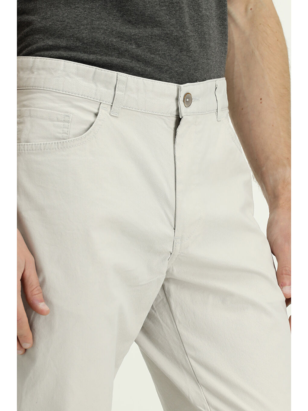 Bej Relaxed Fit Rahat Kesim Elastanlı Kanvas /  Chino Pantolon-4