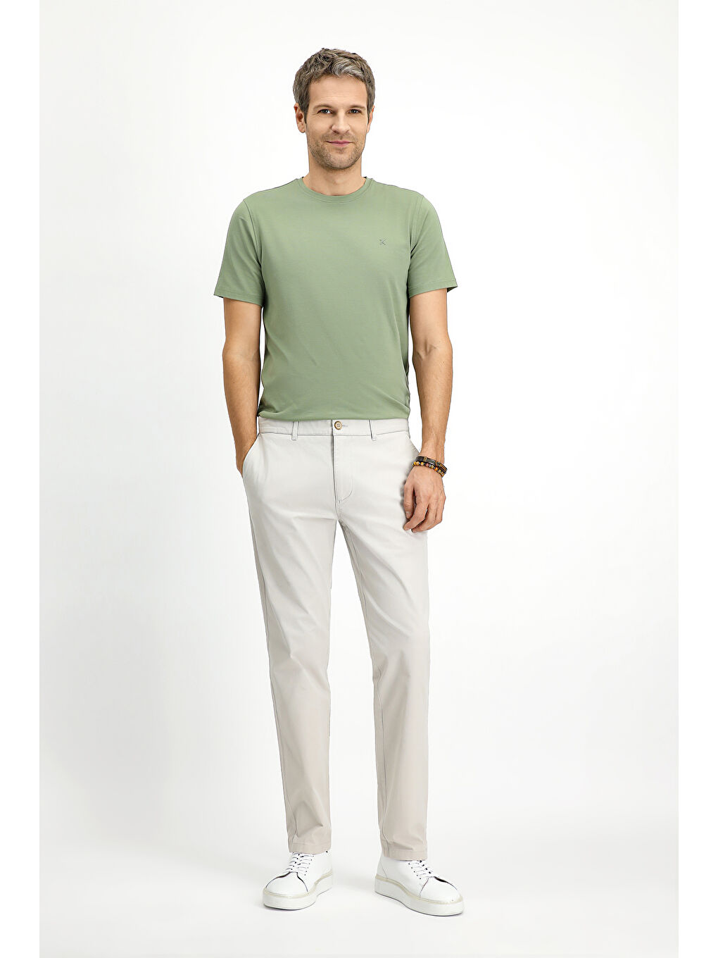 Bej Regular Fit Elastanlı Kanvas / Chino Pantolon-1