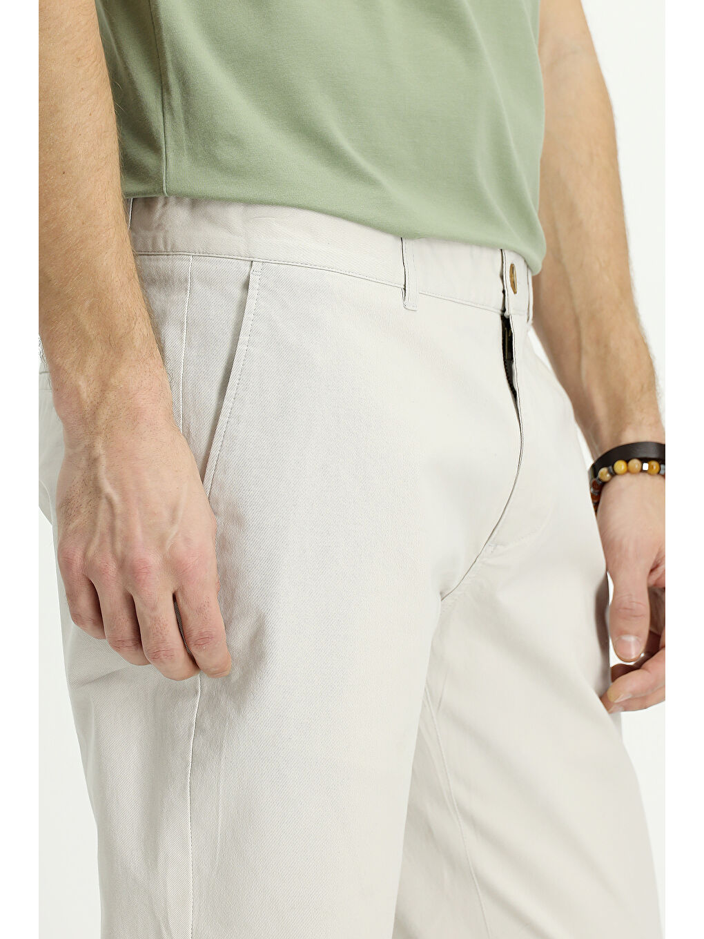 Bej Regular Fit Elastanlı Kanvas / Chino Pantolon-4