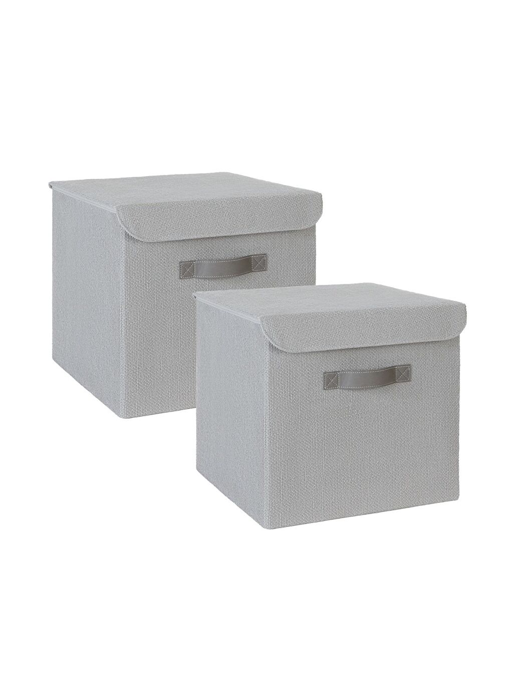 2'li Gri Renk Jüt Kapaklı Kutu Set 30x30x30 cm-5