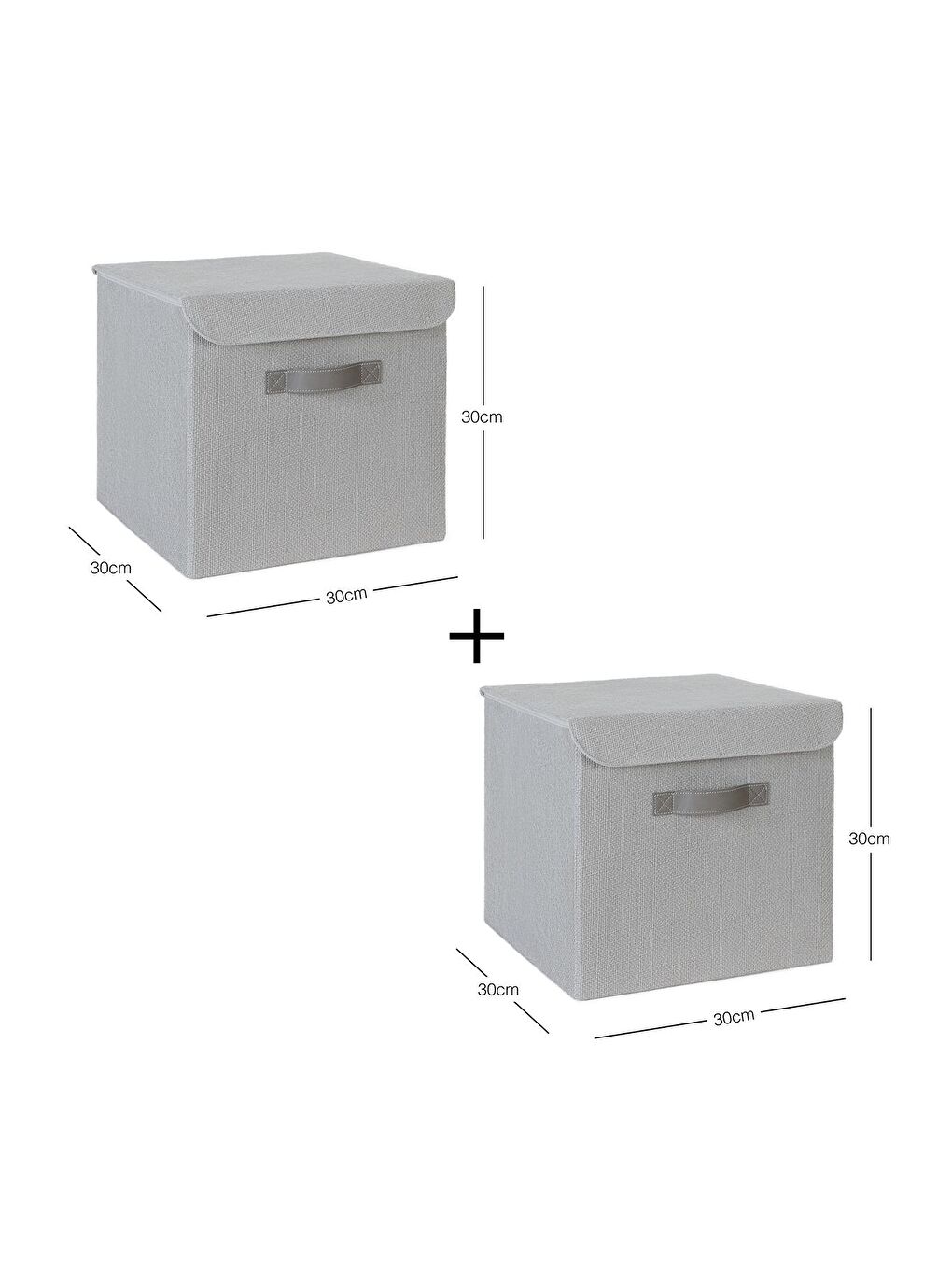2'li Gri Renk Jüt Kapaklı Kutu Set 30x30x30 cm-6