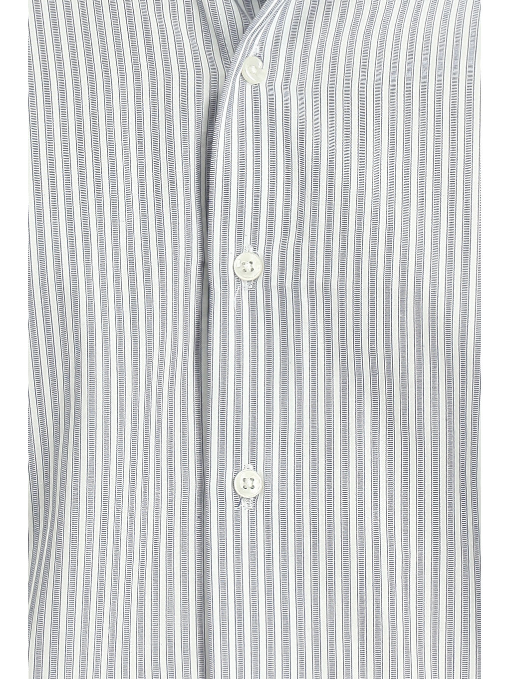 Lacivert Uzun Kol Klasik Çizgili Pamuk Gömlek-5