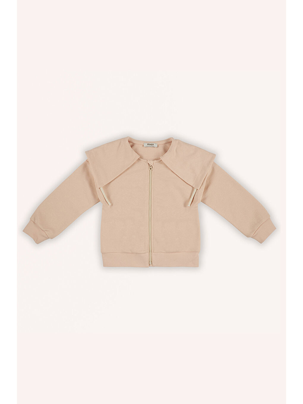 Pembe Kız Çocuk Geniş Yaka Detaylı Fermuarlı Somon Sweatshirt-3