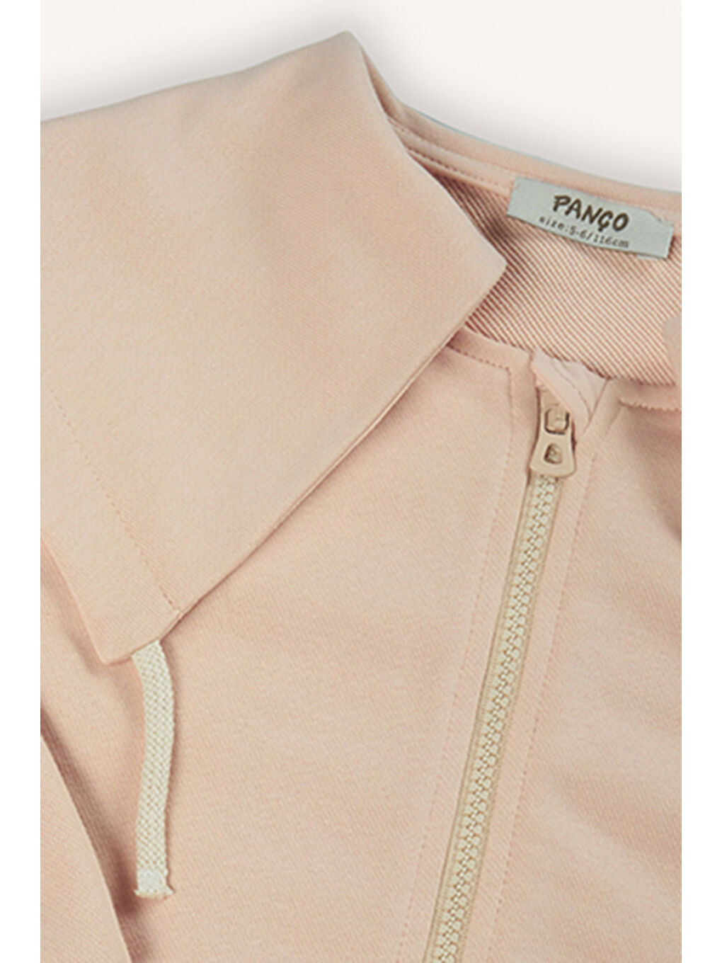 Pembe Kız Çocuk Geniş Yaka Detaylı Fermuarlı Somon Sweatshirt-5