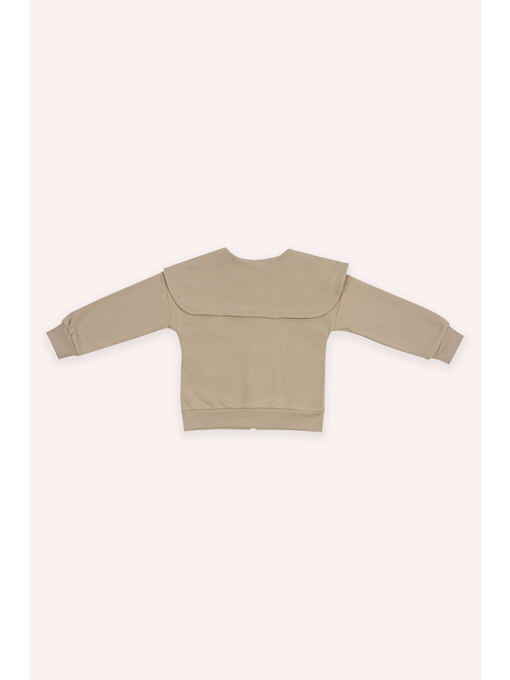 Kız Çocuk Geniş Yaka Detaylı Fermuarlı Bej Sweatshirt-2