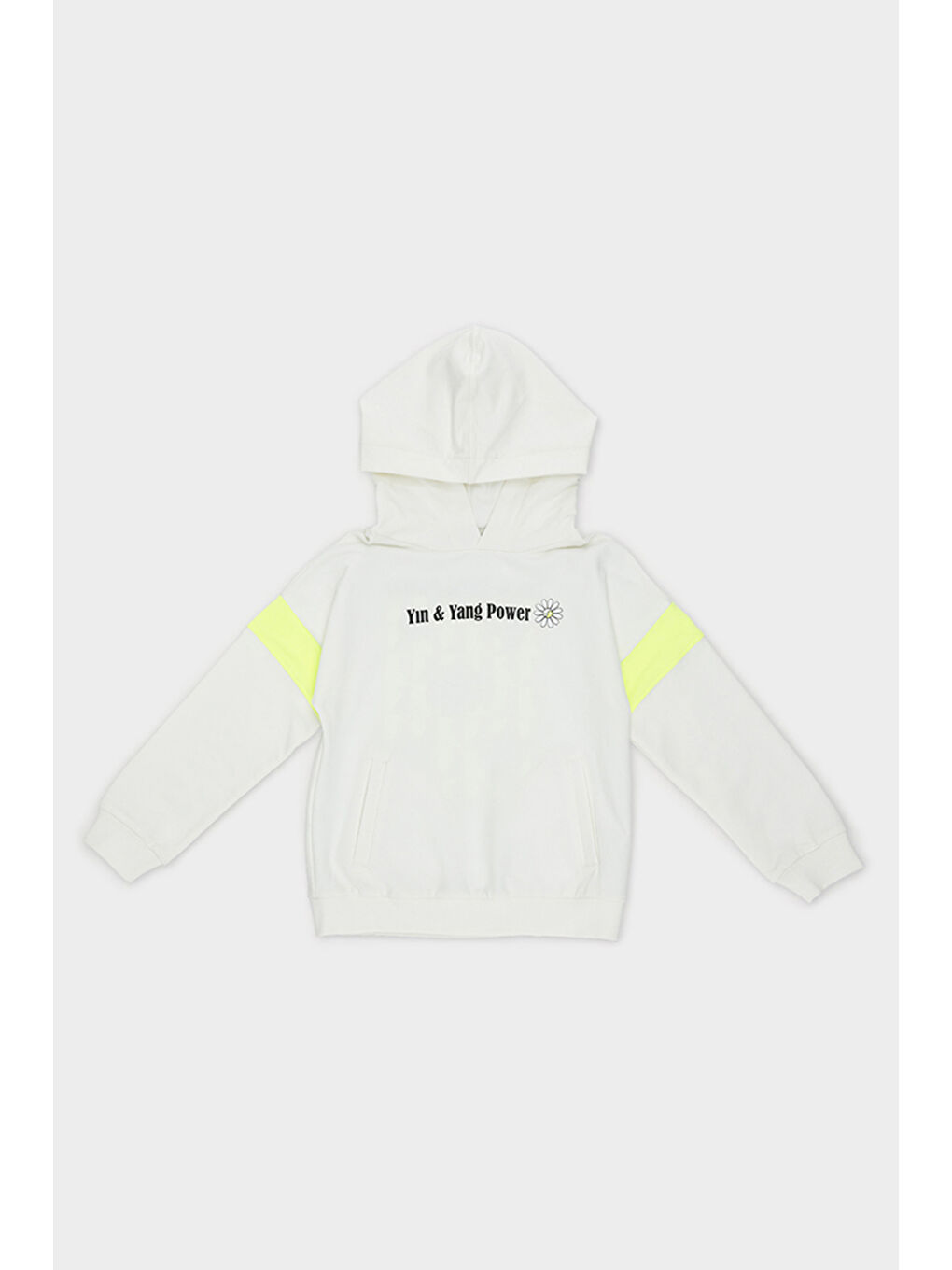 Kız Çocuk Baskı Detaylı Kapüşonlu Ekru Sweatshirt-2