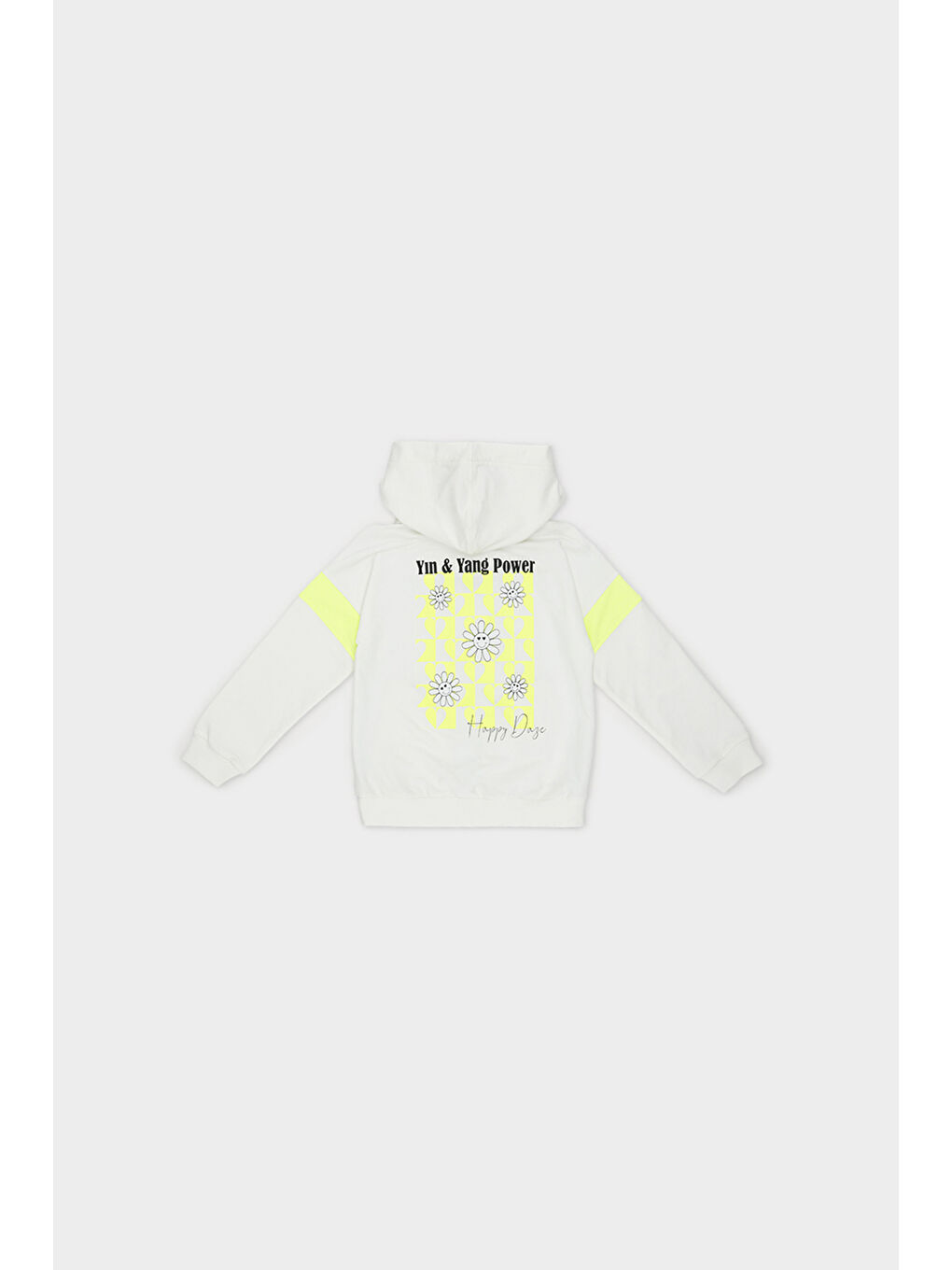 Kız Çocuk Baskı Detaylı Kapüşonlu Ekru Sweatshirt-3