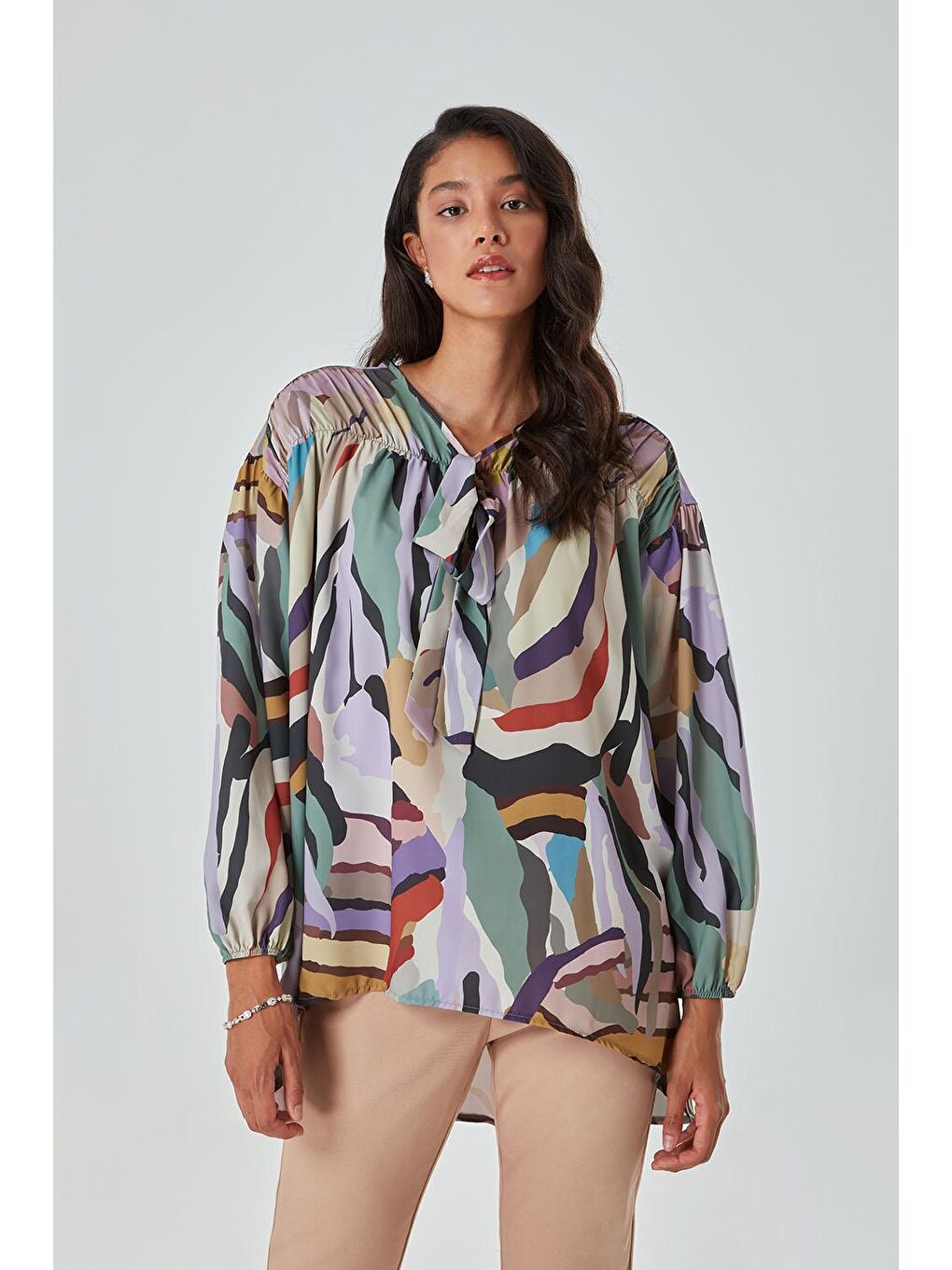 Karışık Renkli Zebra Tunik-1