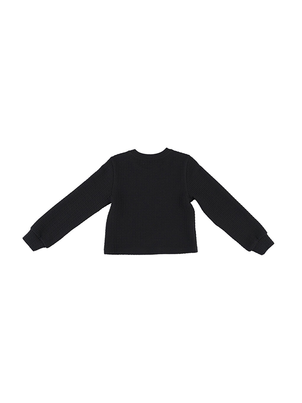 Kız Çocuk Dokulu Siyah Örme Sweatshirt-1