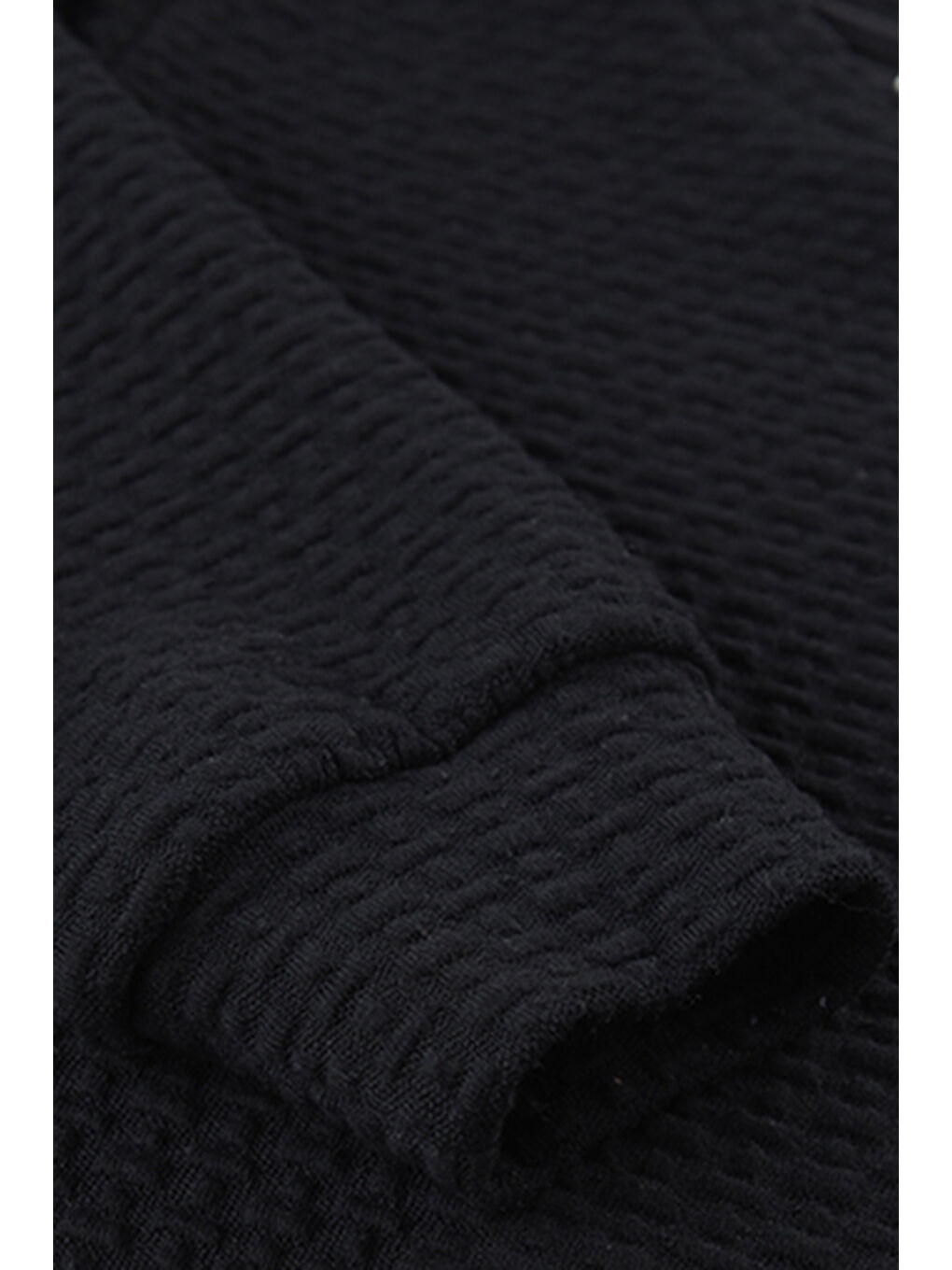 Kız Çocuk Dokulu Siyah Örme Sweatshirt-2