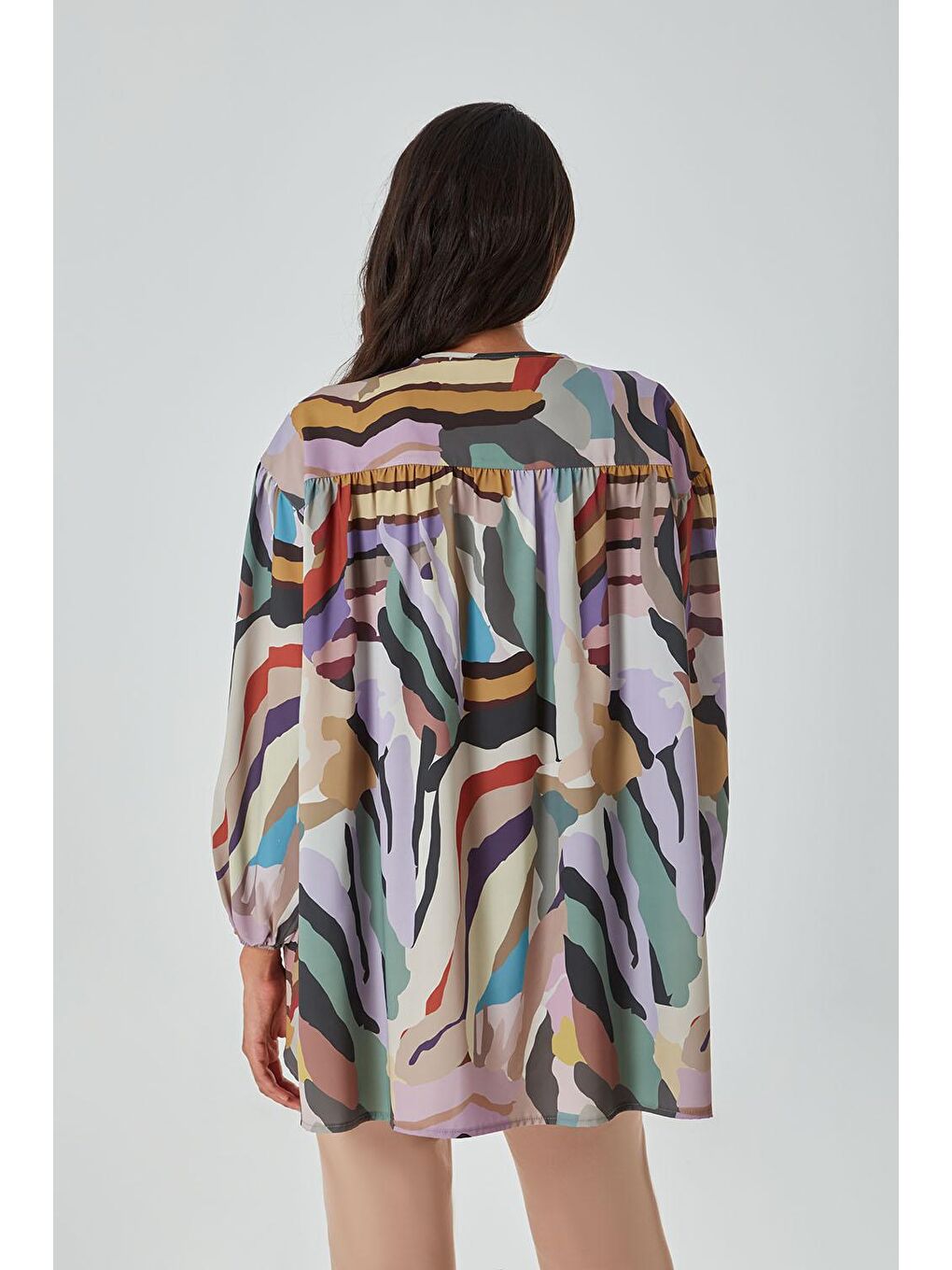 Karışık Renkli Zebra Tunik-3