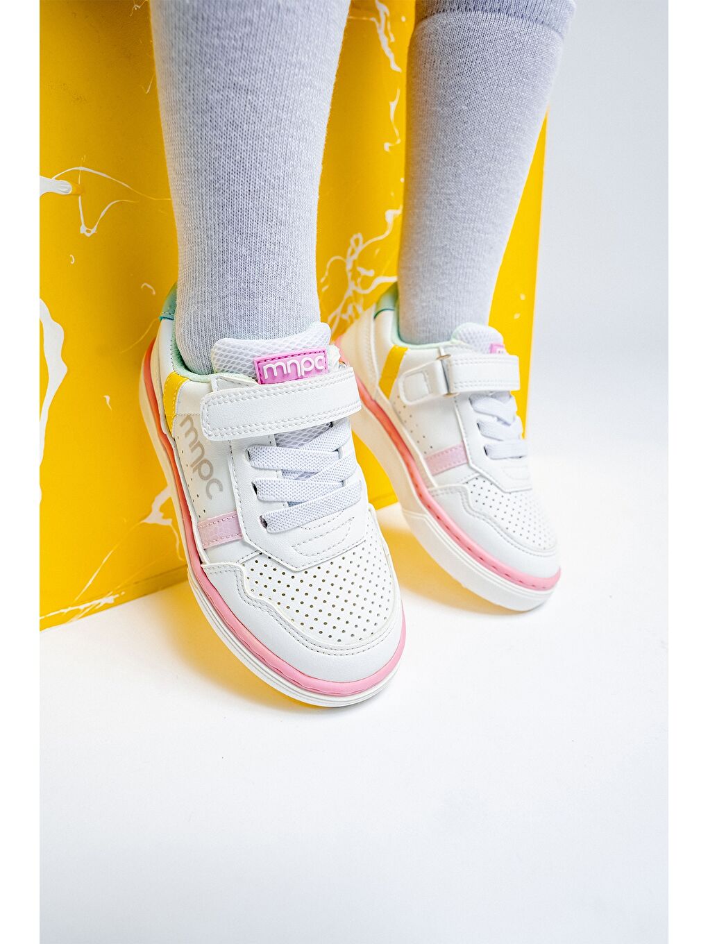 Kız Çocuk Beyaz-Sarı Sneaker Ayakkabı-3