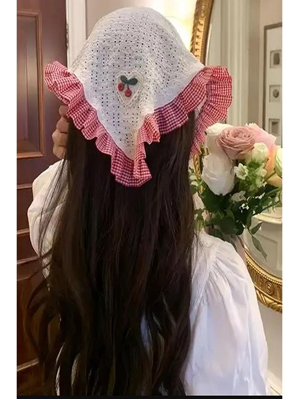 Kırmızı French Style Taçlı Üçgen Bandana-3