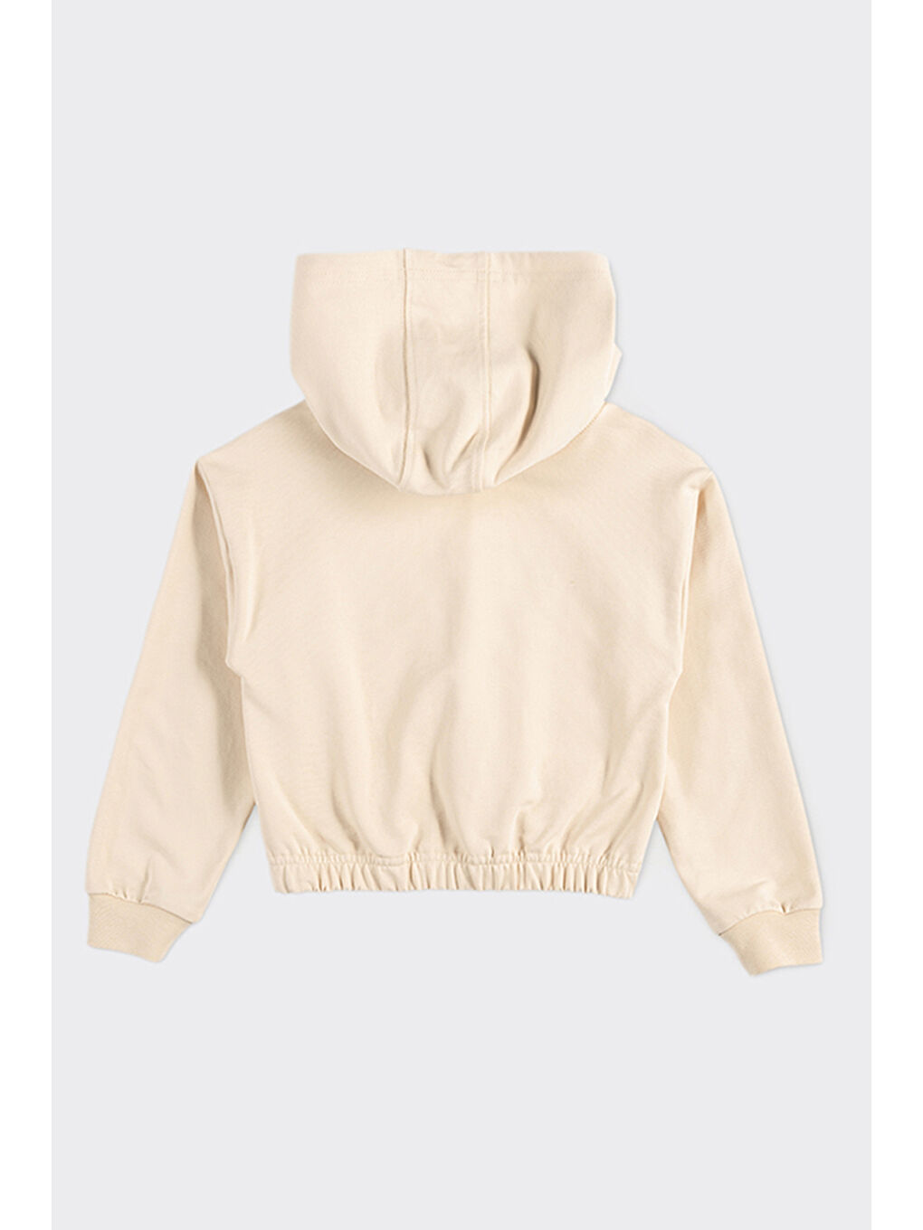 Kız Çocuk Baskı Detaylı Kapüşonlu Bej Sweatshirt-4