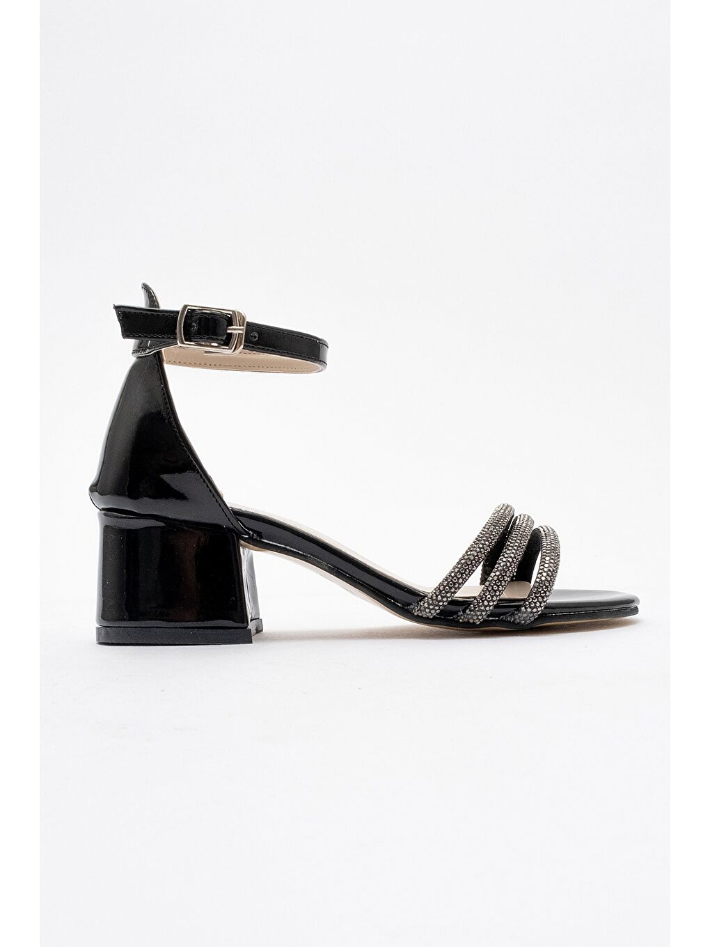 Kız Çocuk Siyah Taşlı Topuklu Abiye Ayakkabı-3