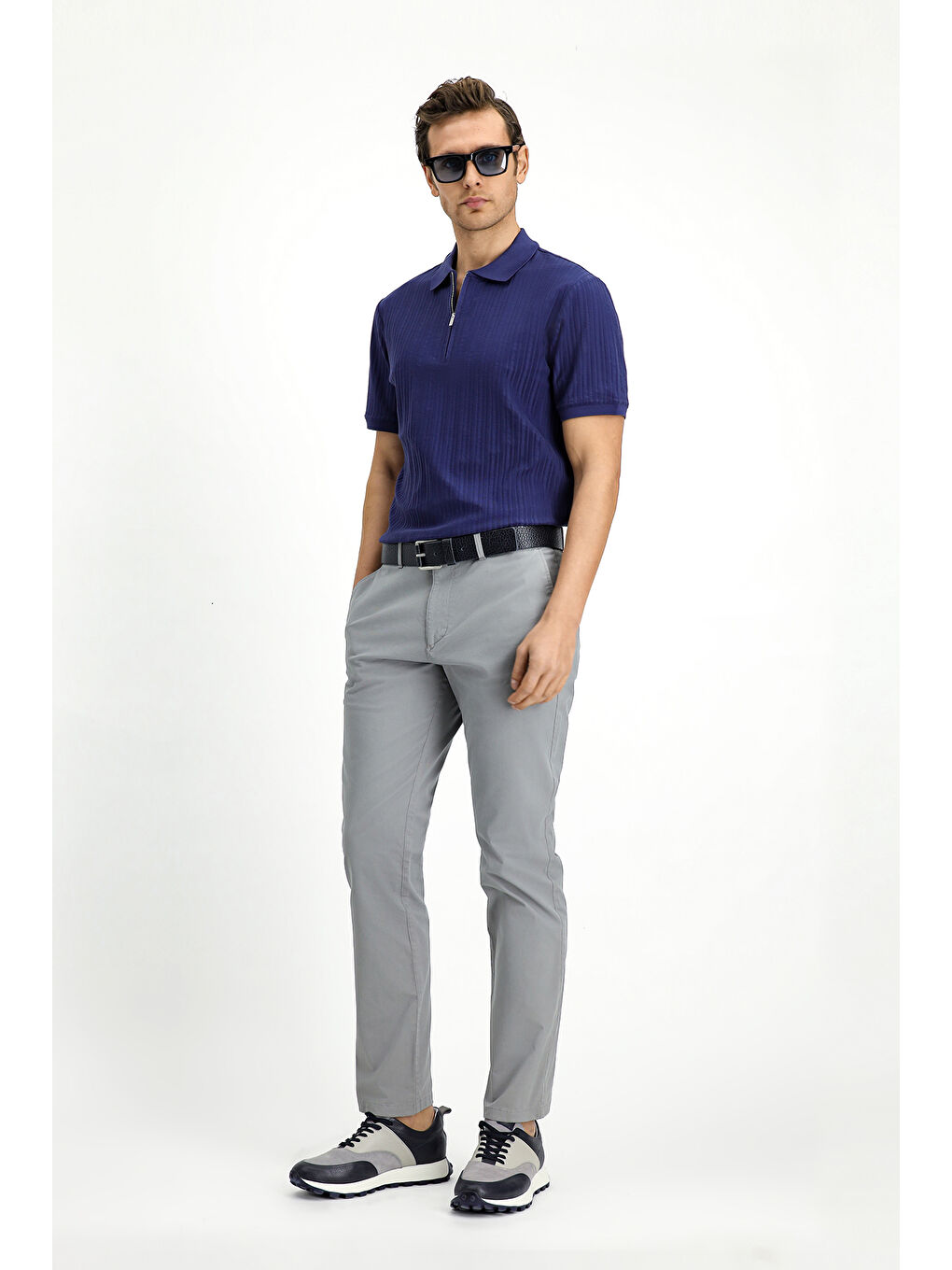 Gri Regular Fit Elastanlı Kanvas / Chino Pantolon-1