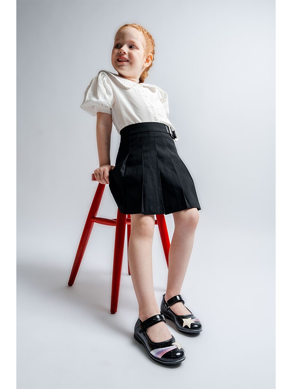 Kız Çocuk Siyah Yıldızlı Günlük Babet-1