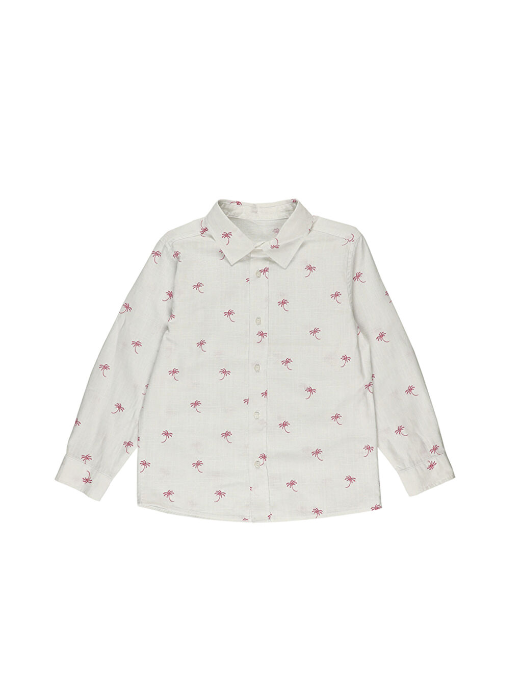 Erkek Çocuk Palmiye Desenli Beyaz Gömlek-2