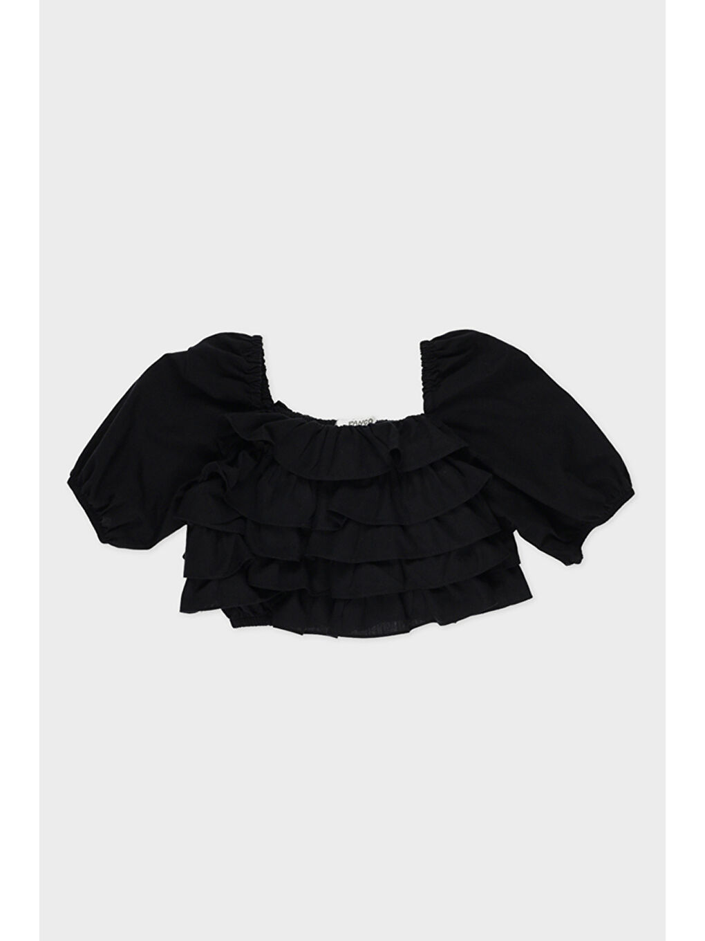 Kız Çocuk Fırfırlı Poplin Siyah Bluz-3