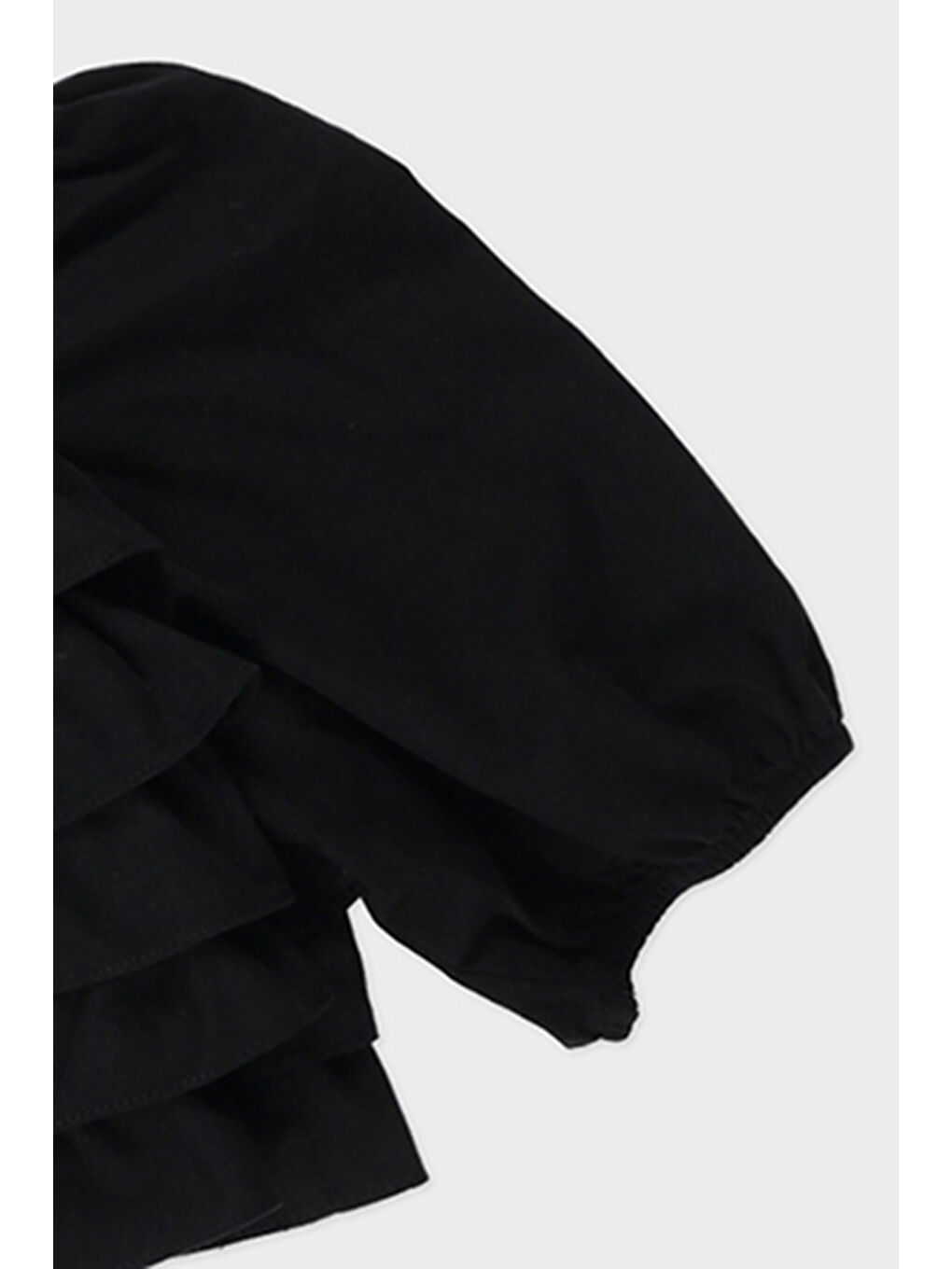 Kız Çocuk Fırfırlı Poplin Siyah Bluz-5