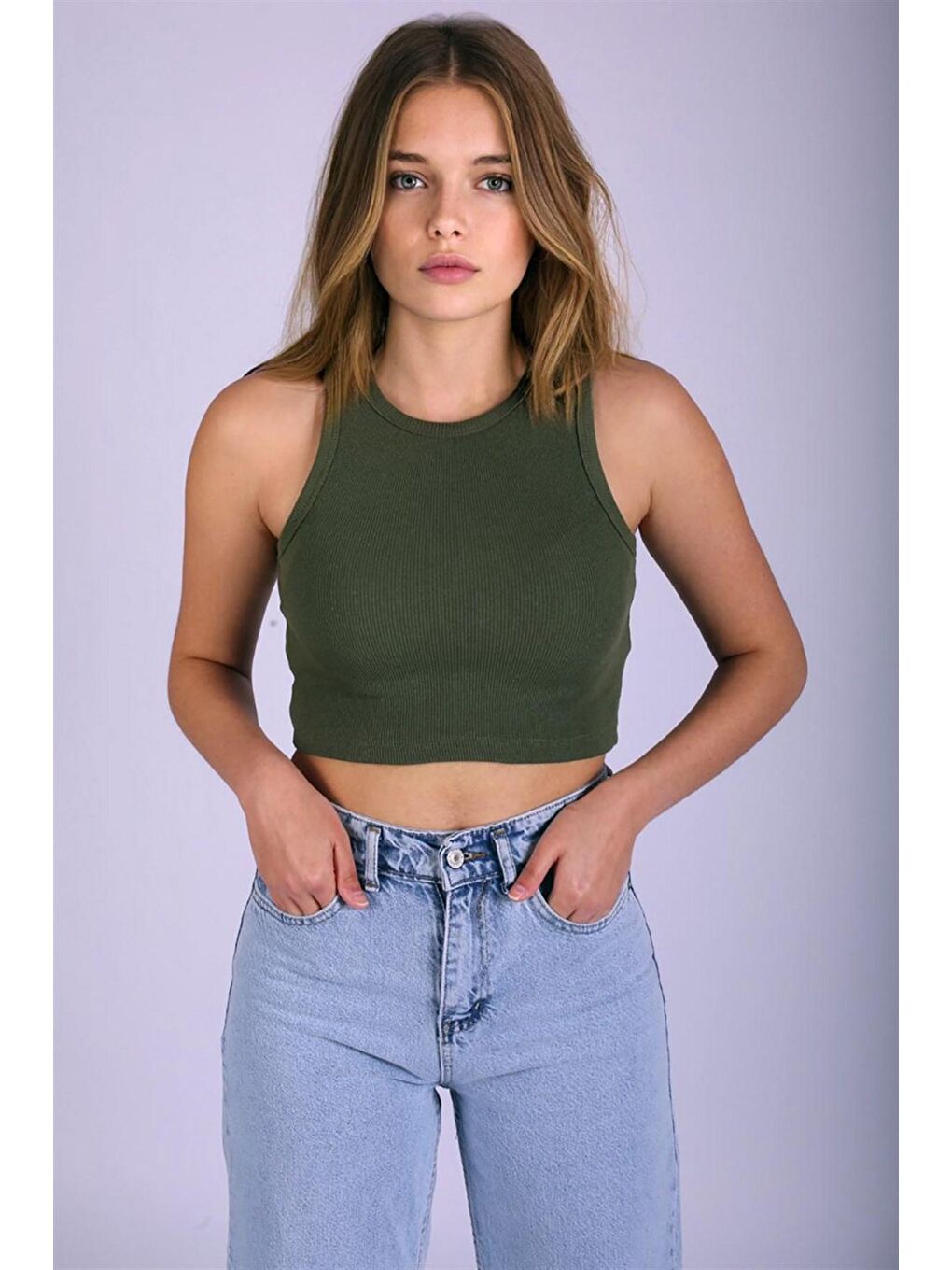 Madmext Haki Crop Top MG1113