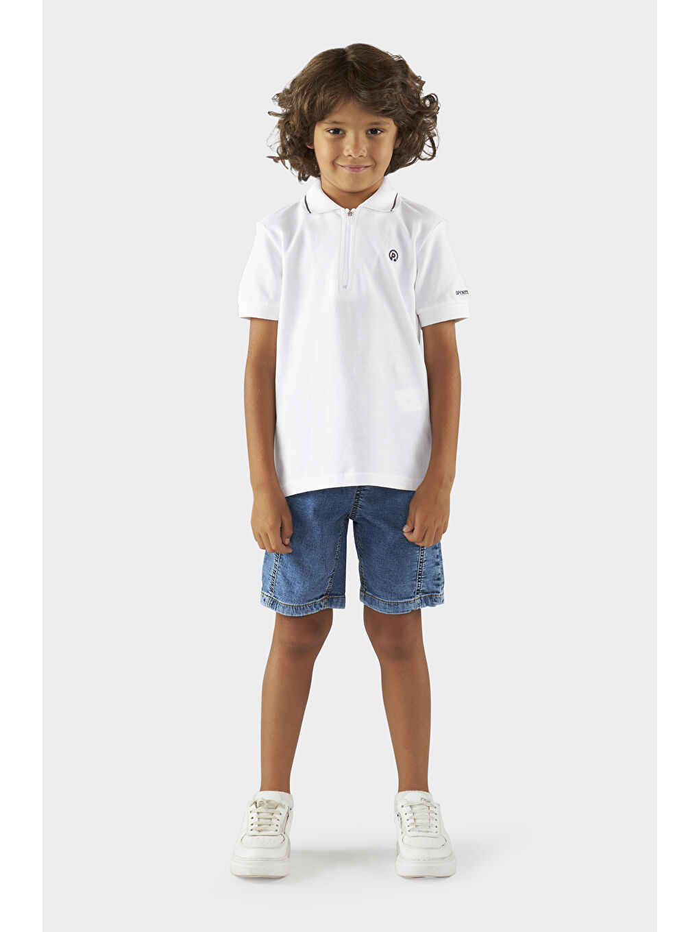 Erkek Çocuk Beyaz Polo Yaka Tişört