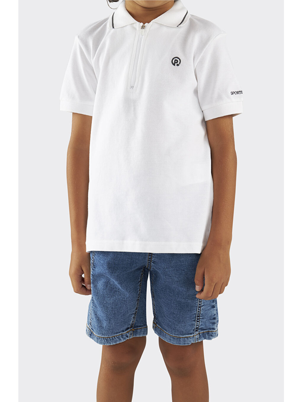 Erkek Çocuk Beyaz Polo Yaka Tişört-1