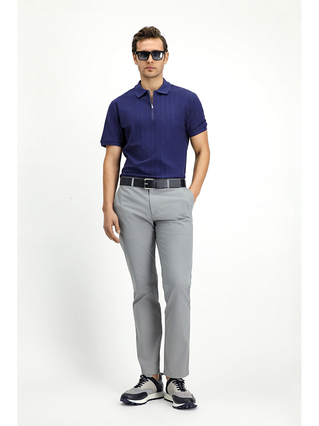 Gri Relaxed Fit Rahat Kesim Elastanlı Kanvas / Chino Pantolon