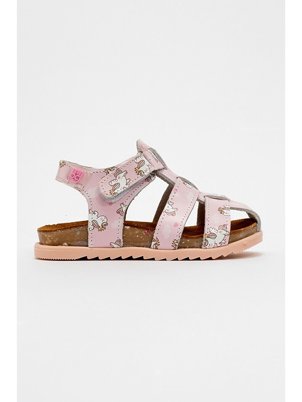 Pembe Unisex Çocuk Pudra Hakiki Deri Mantar Tabanlı Günlük Çocuk Sandalet-3