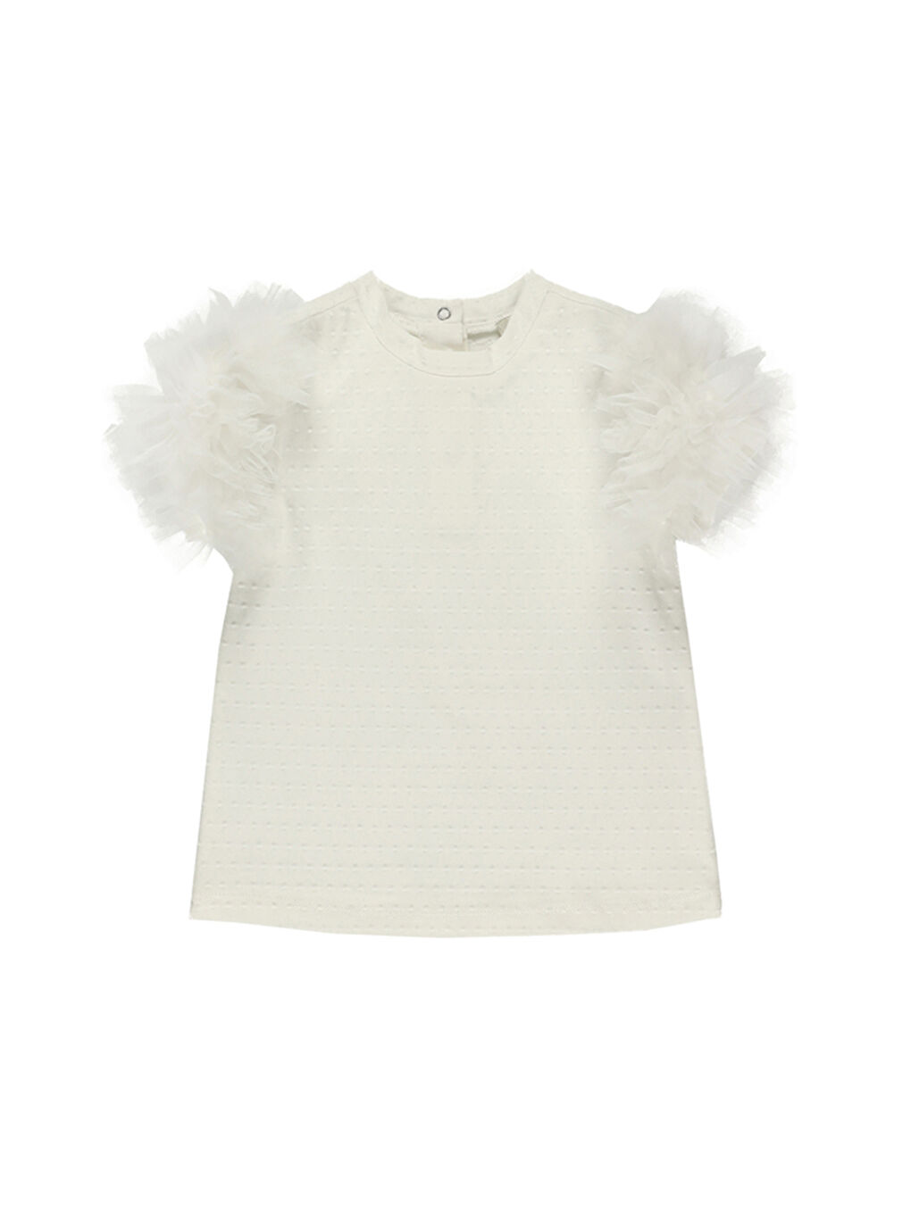 Beyaz Kız Çocuk Özel Dokulu Kumaşlı Taytlı Takım-5