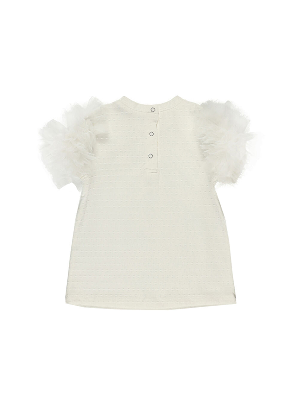 Beyaz Kız Çocuk Özel Dokulu Kumaşlı Taytlı Takım-6