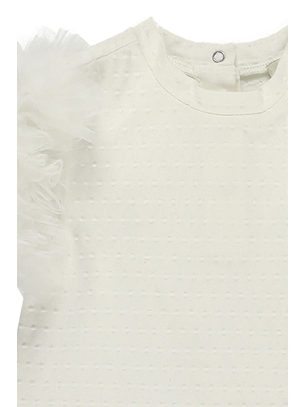 Beyaz Kız Çocuk Özel Dokulu Kumaşlı Taytlı Takım-9