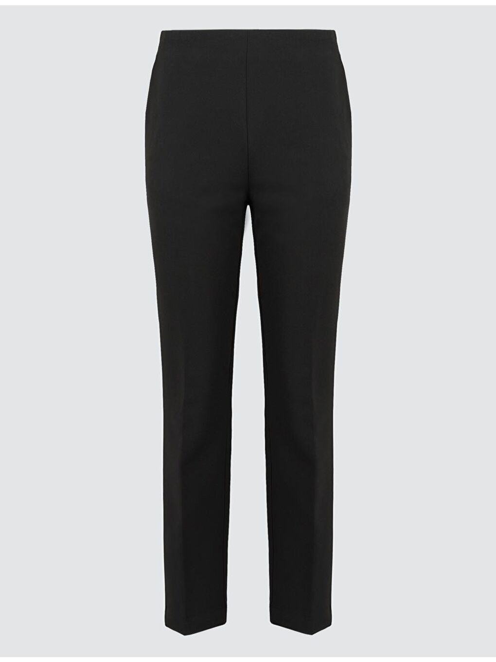 Siyah Yüksek Bel Kısa Kumaş Pantolon-6