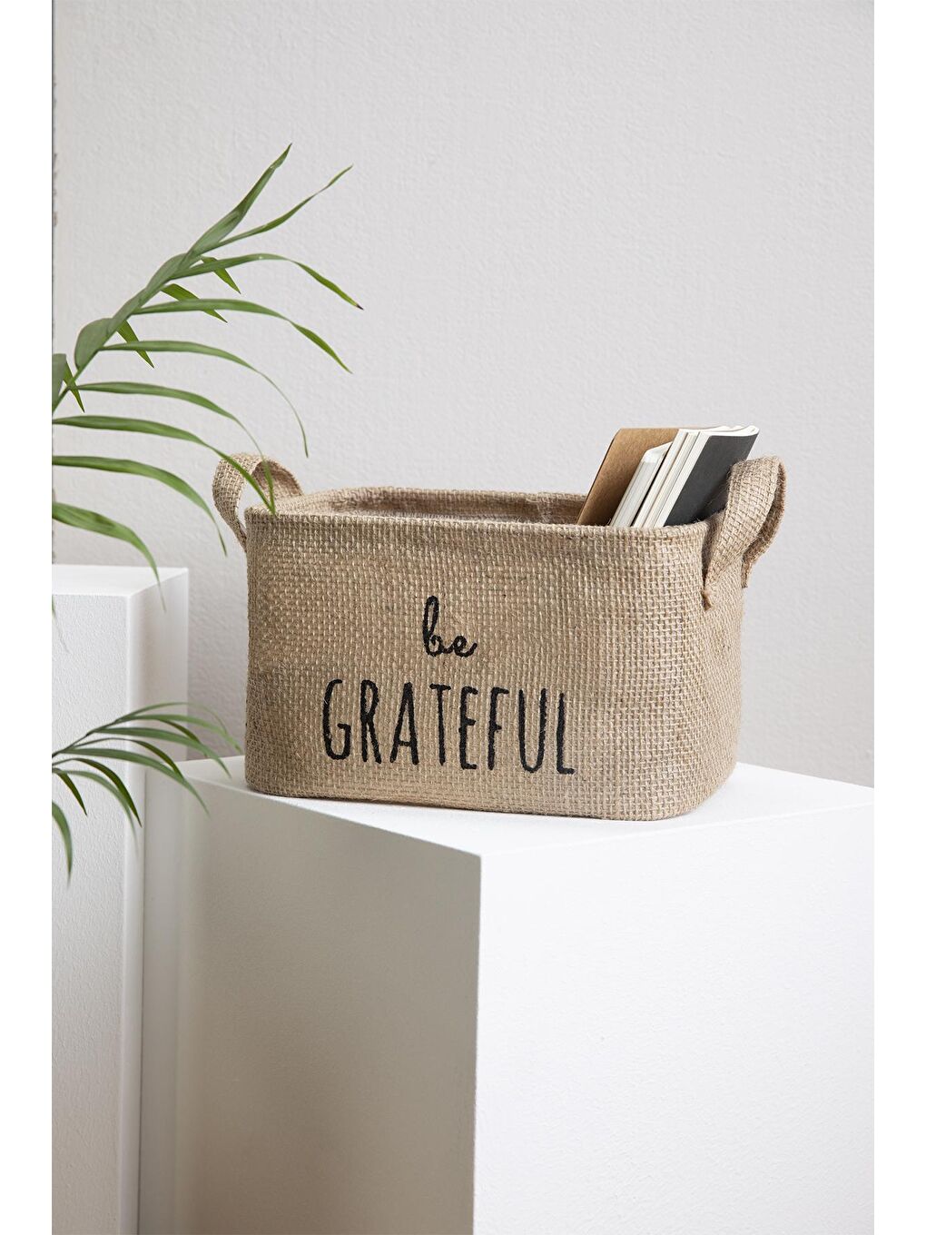 Ocean Home Textile Bej Be Grateful Jüt Sepet 24 x 17 x 14 cm - 3