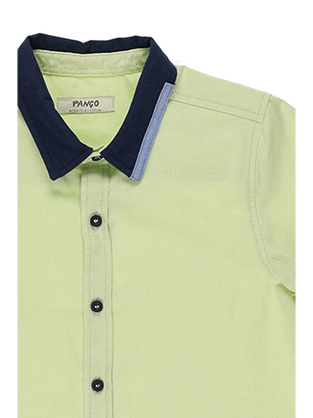 Erkek Çocuk Yakası Şerit Detaylı Yeşil Gömlek-4