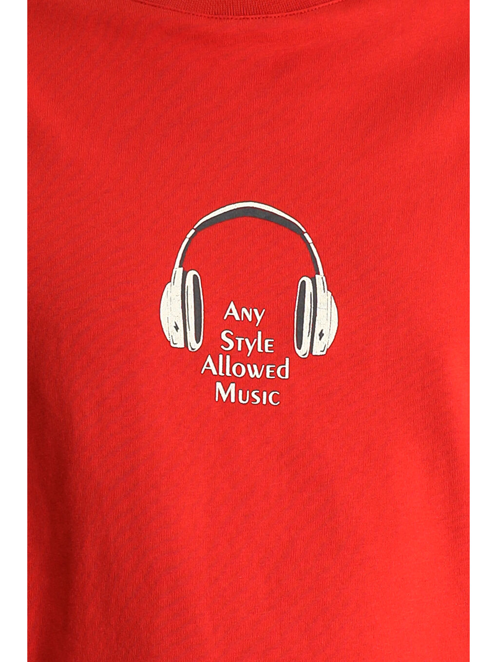 Kırmızı Bisiklet Yaka Oversize Baskılı Süprem Pamuk Tişört-5
