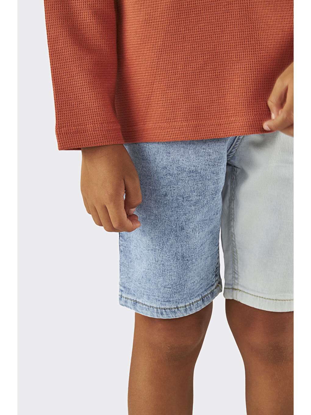 Erkek Çocuk İki Renkli Mavi Jean Şort-1