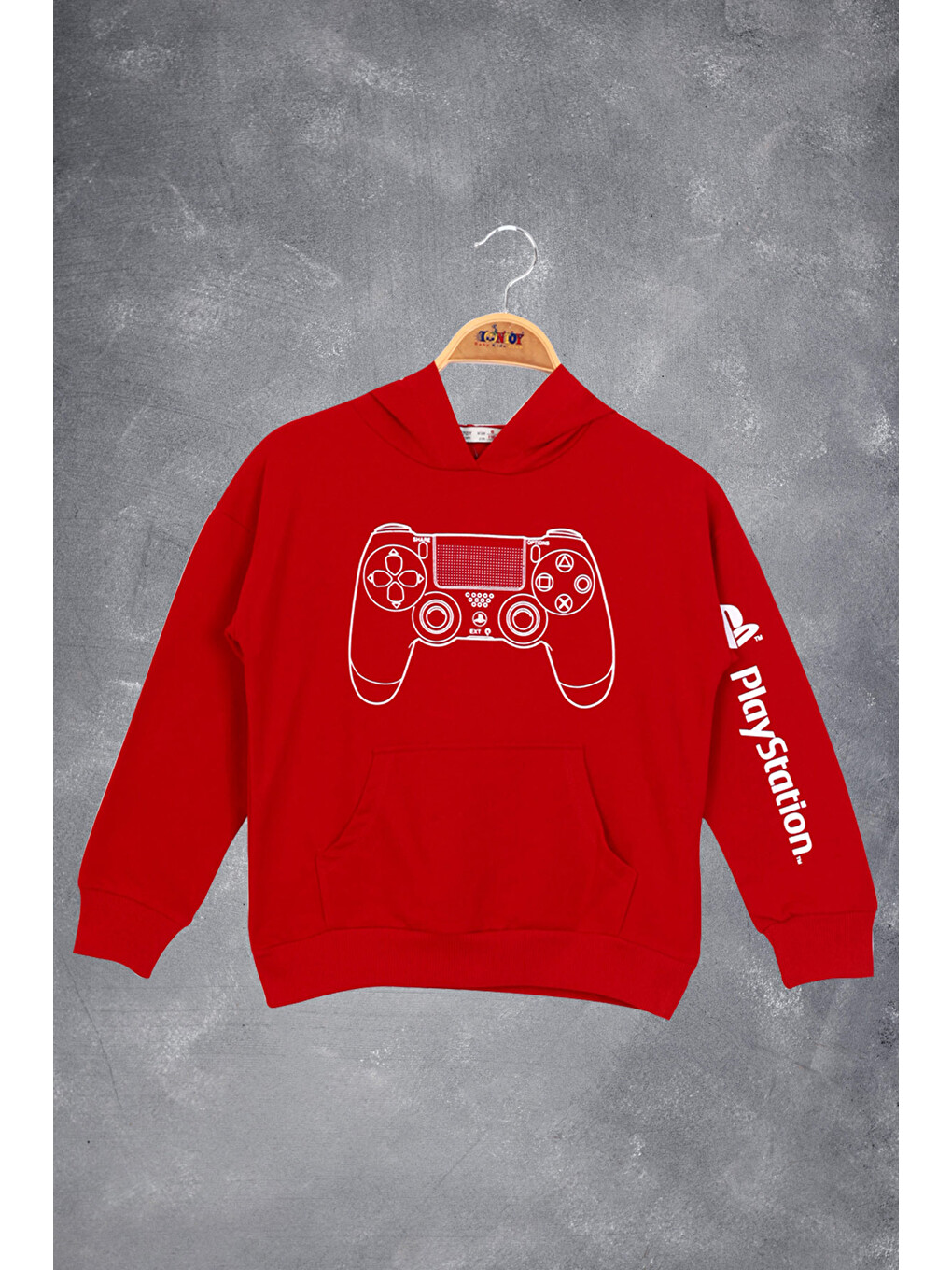 Kırmızı Erkek Çocuk Konsol Baskılı Sweatshirt