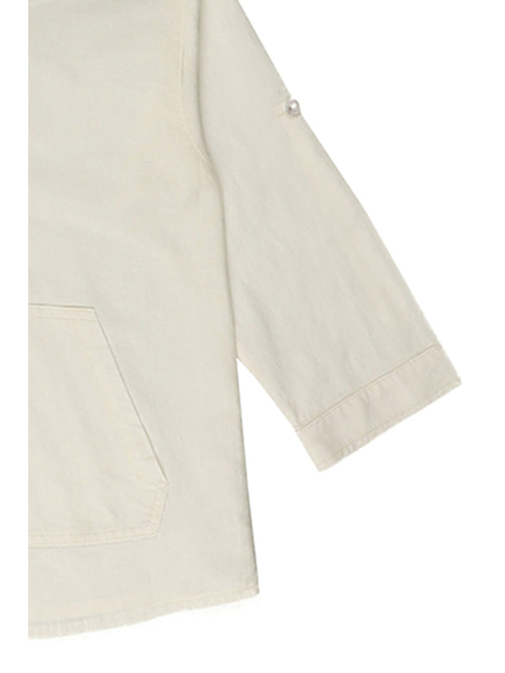 Erkek Çocuk Kapüşonlu Uzun Kollu Ekru Gömlek-1