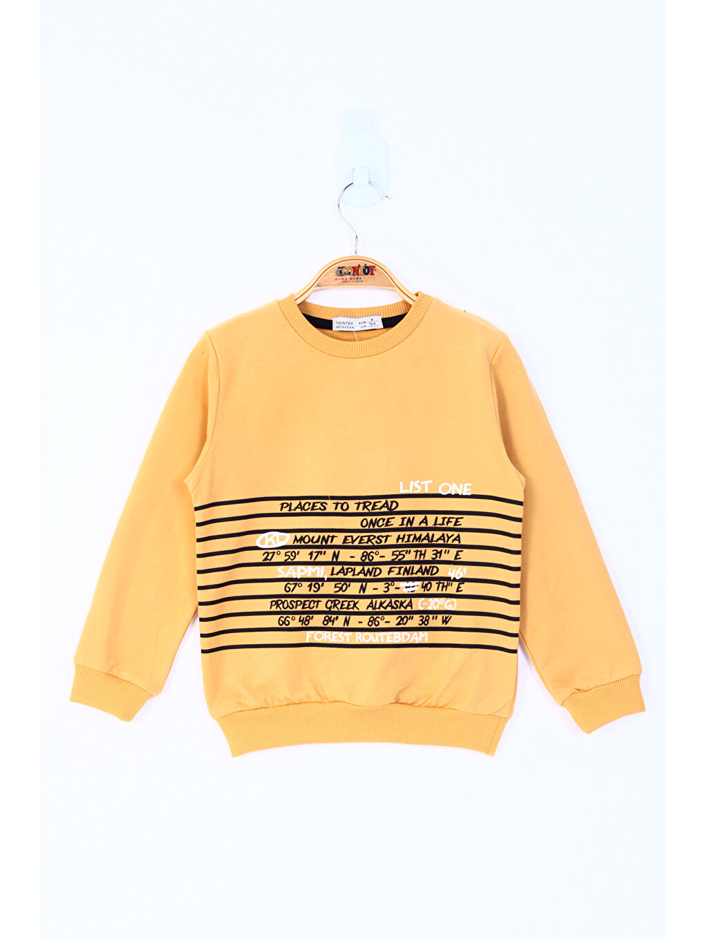 Sarı Erkek Çocuk Yazı Baskılı Sweatshirt-1